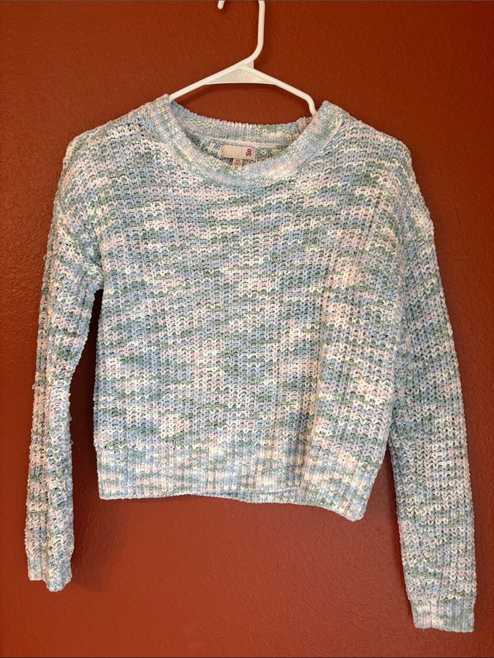 SO Marled Crewneck Sweater in Aqua, White and Mint
